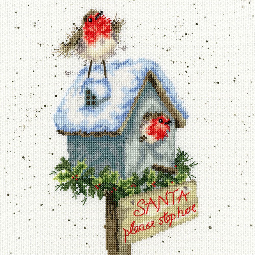 Bothy Threads, Santa Please Stop Here (Санта, останься, пожалуйста), 26х26 см