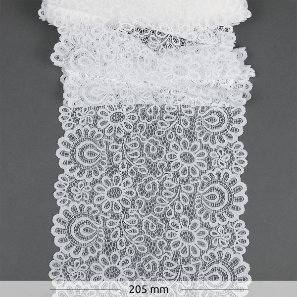 Кружево бельевое эластичное 205 мм / 3 м, TBY.YSTL00839, цв.004 сумрачно-белый, Kruzhevo