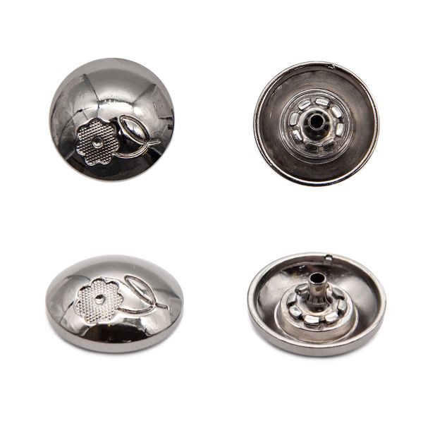 Часть кнопки Альфа (S-образная) ⌀22 мм (A-часть), 5/22 чер.никель мет. сфера с цветком, 20 шт