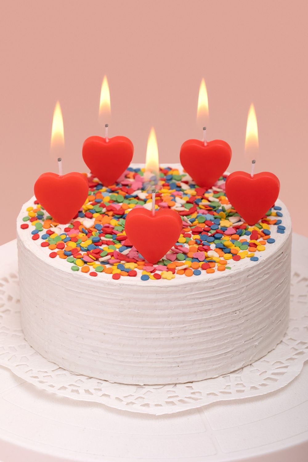 Набор свечей для торта 3.6 г, 12х5 шт, Красные сердечки, Boomzee BCD-19