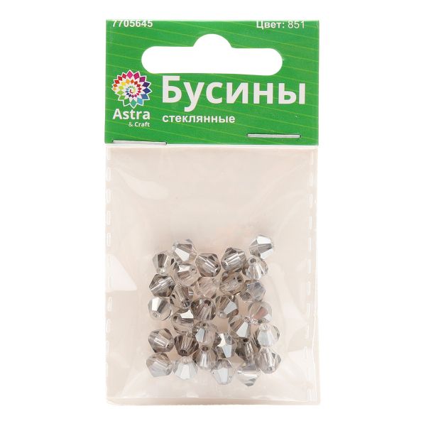 Бусины стекло 6х6 мм, 30 шт., Astra&Craft, 851, Z-439