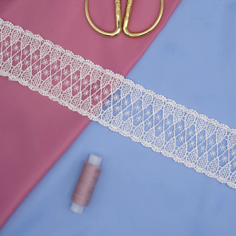 Кружево гипюр (плетёное) 50 мм / 13.7 метров, белый, 3AR1425