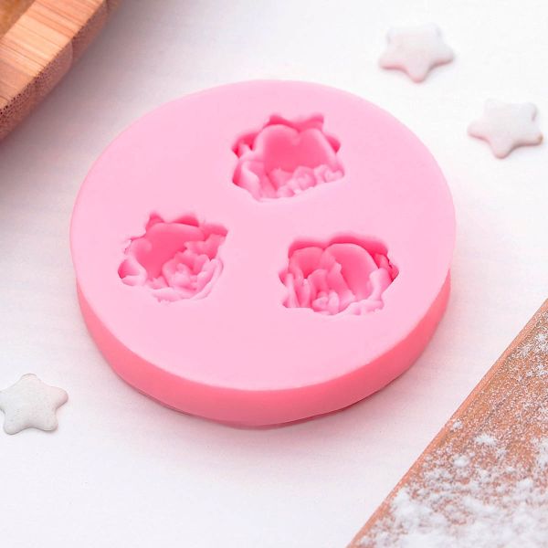 Молд 5 см, Три малых розы цвет микс