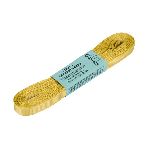 Лента репсовая нарезка 06.0 мм / 10 шт по 5.4 метра, 062 желто-зеленый, Gamma GR-06