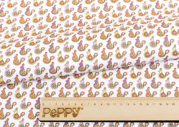 Ткань для пэчворка Peppy Крошки-матрешки, рулон 112 см / 5 метров, КМ-05 белый, Peppy