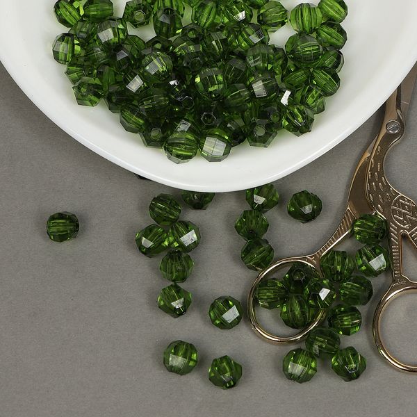 Бусины акрил ⌀10 мм, цв.24 т.зеленый, уп.500 г, Magic4Hobby