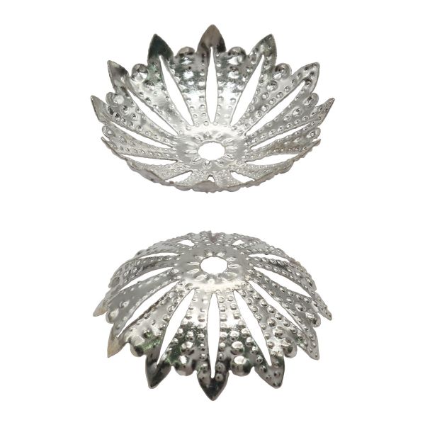 Шапочка для бусин, 22мм 20 шт в упак, Астра, Серебро