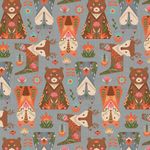 Ткань для пэчворка Peppy Лесные жители, рулон 112 см / 5 метров, ЛЖ-12 серый, Peppy