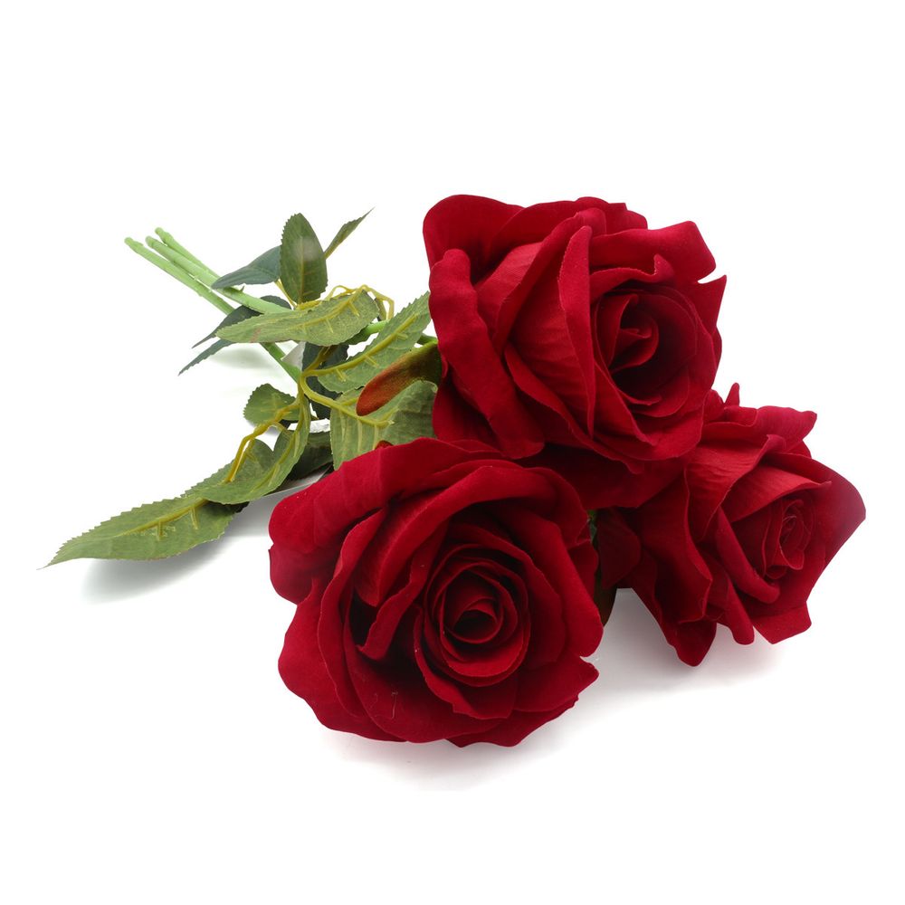 Цветы искусственные Роза Вельвет 50см из 3 шт, Красный /TOS/