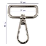 Карабин металл 32.0 мм (50х38 мм), 10 шт, 04 никель, Gamma GH 112/32/10