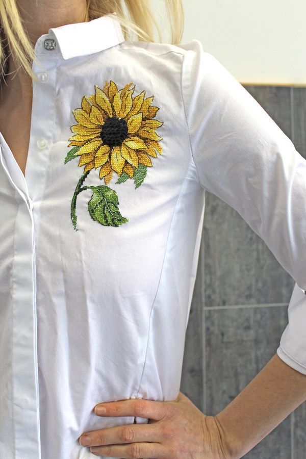 Набор для вышивания нитками МП Студия (Жар-птица), вышивка на одежде Цветок солнца, 15х10 см