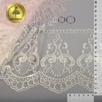 Кружево на сетке широкое 140 мм, диз. 232, цв.W1515 молочный уп. 13.71 м, Kruzhevo