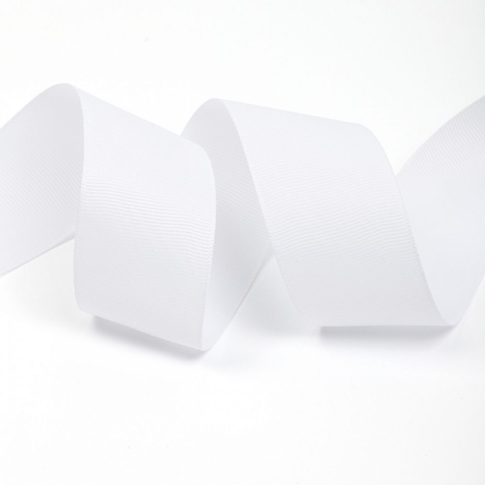 Лента репсовая (в рубчик) 38.0 мм, 029 белый, уп. 27,4м