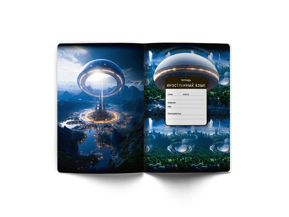 Тетрадь со справочным материалом Эволюция, глянцевая ламинация, A5+ 48 л. на скобе 65 г/м², белизна 100%, 10 шт, клетка, 00888 Иностранный язык, Светоч 48Т5