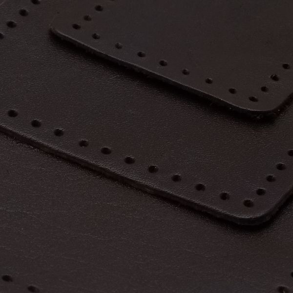 Набор заплаток пришив. из кожи, прямоуг-к 4х6,4см, 6х9,6см, 8х12,7см, с перфорацией, 3 шт (03 темно-коричневый), 9403