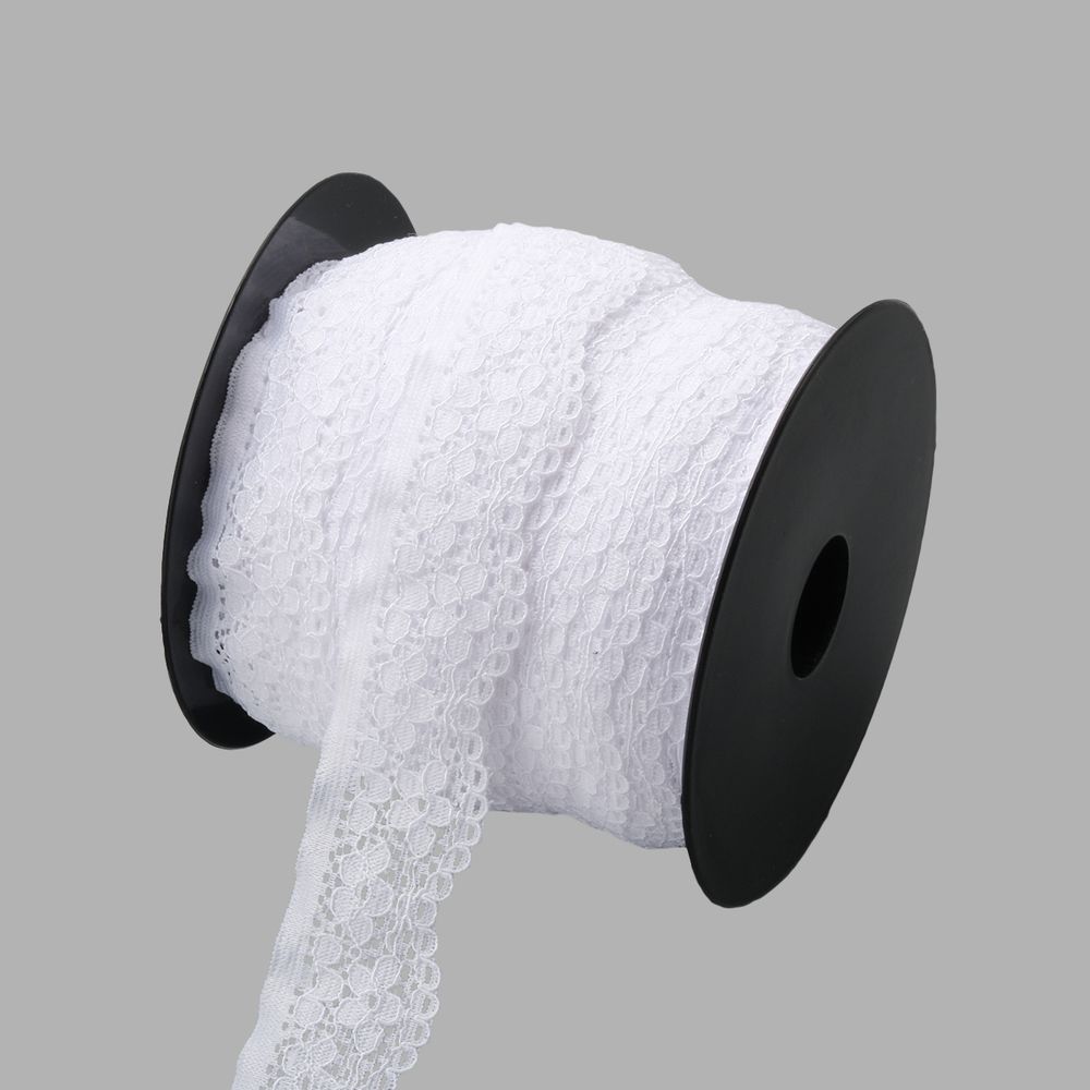 Кружево эластичное (стрейч) 25 мм / 50 метров, отбеленный, К009.025