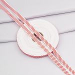 Лента (тесьма) жаккардовая 10.0 мм / 25±1 метров, Славянский орнамент Оберег, рис. 9723, белый/красный, С3853Г17