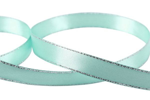 Лента атласная 2-сторонняя с метанитью 12.0 мм / 33±2 метра, 050 салат/серебро, Gamma AL-12M