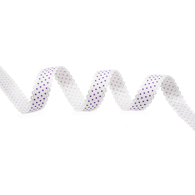 Лента декоративная Горох, 20.0 мм / 25±1 метров, (03 белый/фиолетовый), YH97