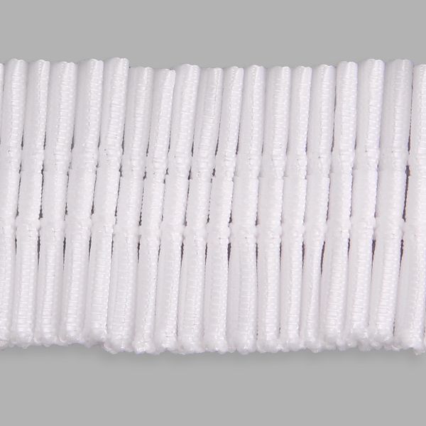 Лента (тесьма) шторная: сборка параллельная 25 мм / 10 метров, (1 ряд петель, 2 шнура), белый ТУ, (C18)