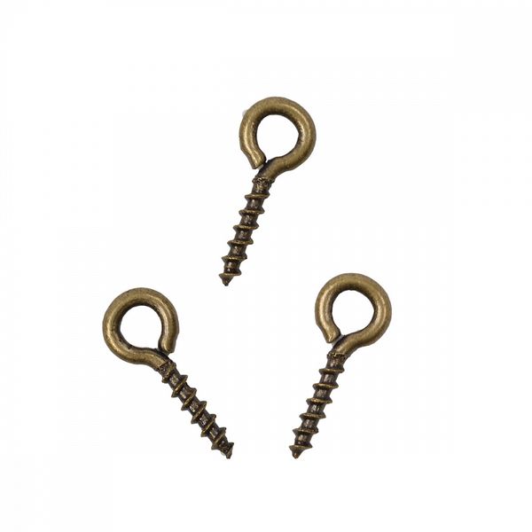 Пины с винтом цв. бронза 10мм, уп.100 шт