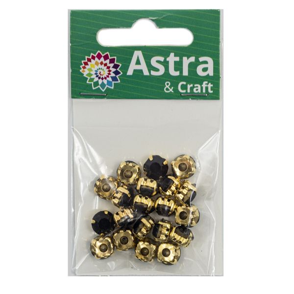 Хрустальные стразы в цапах/золото, 8мм, 20 шт/упак, Astra&Craft (38 черный), 4AR167/168