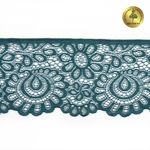 Кружево эластичное (стрейч) 90 мм, цв.222 изумрудно-синий, 25м, Kruzhevo