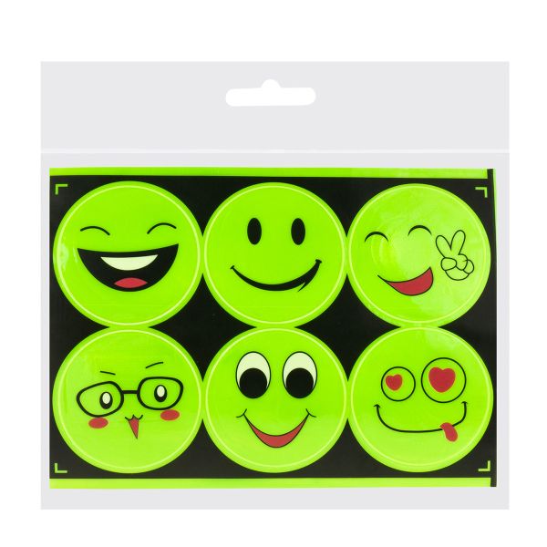 Светоотражающая наклейка смайлы ⌀6.5 см, салатовый