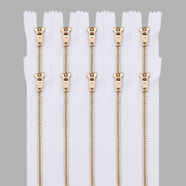 Молния металл джинсовая Т5 (5 мм) 1 зам., н/раз., 16 см, белый, 39094/16-3, 10 шт