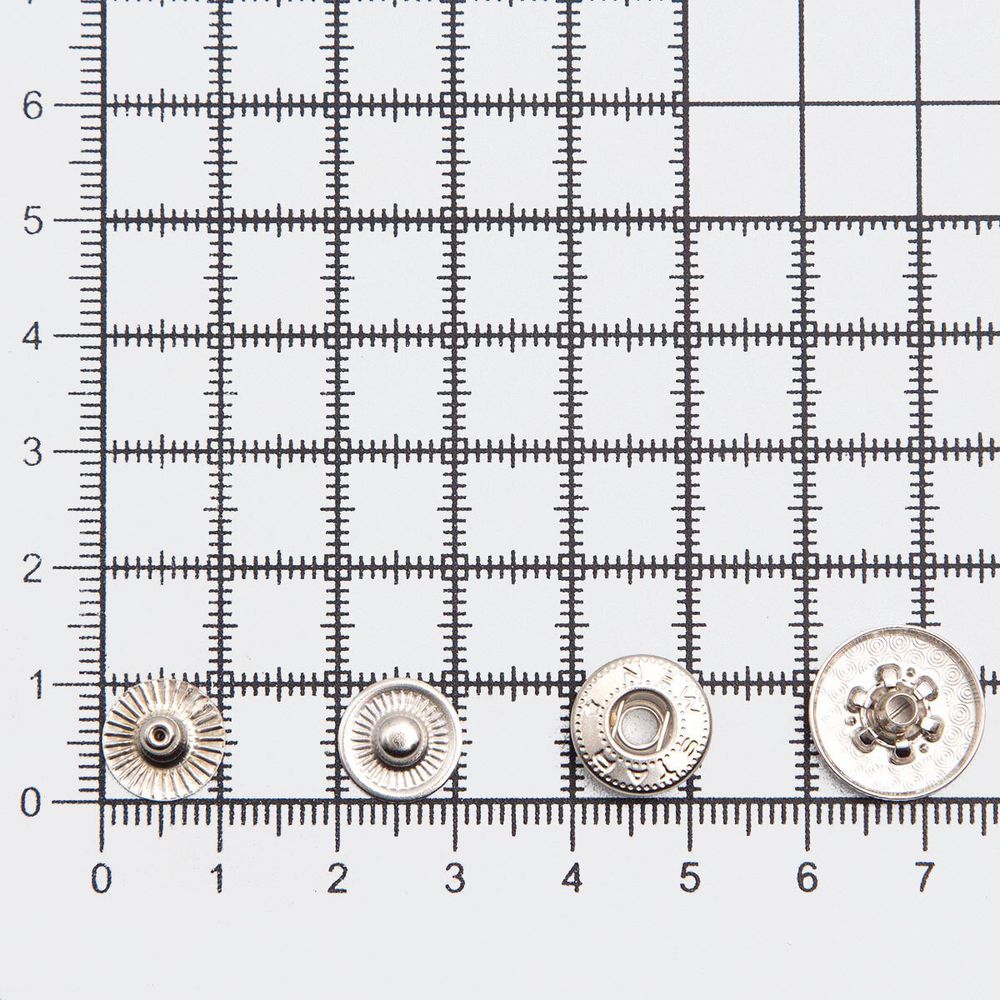 Кнопка Альфа (S-образная) ⌀15.0 мм, ≈50 шт, №54, Таблетка, МЕТАЛЛ, ответ. части 12.5 мм, никель, NEW STAR