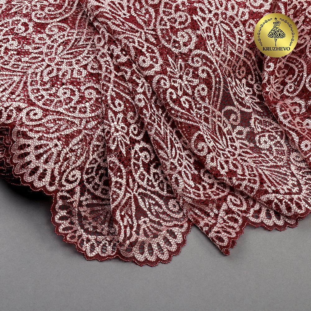 Кружево бельевое эластичное 225 мм / 3 м, 40992 цв.бордо+св.розовый, Kruzhevo