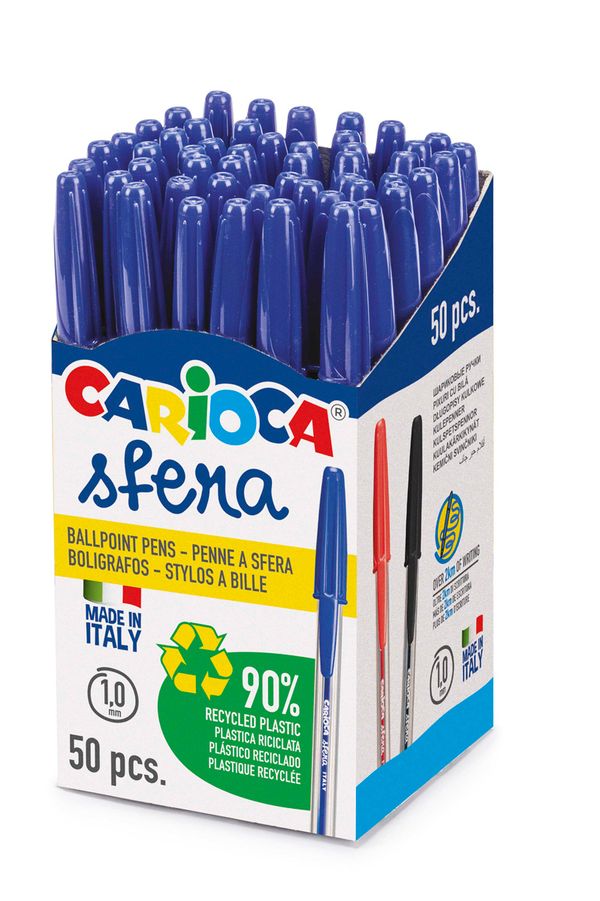 Ручка шариковая Sfera 1 мм, 50 шт, 41643/02 цвет чернил: синий, Carioca