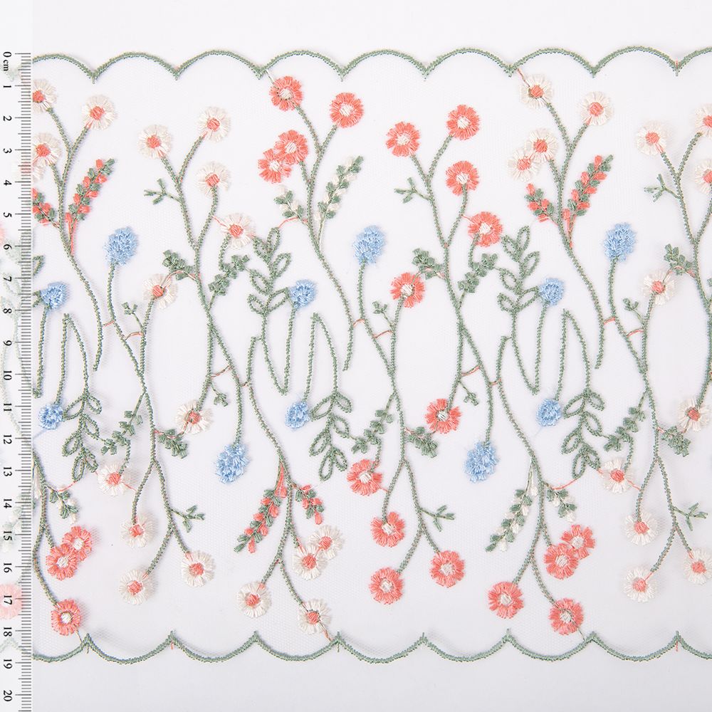 Кружево на сетке широкое 180 мм / 14 м, ±1 Турция, экрю, Gamma GCKM-180-03