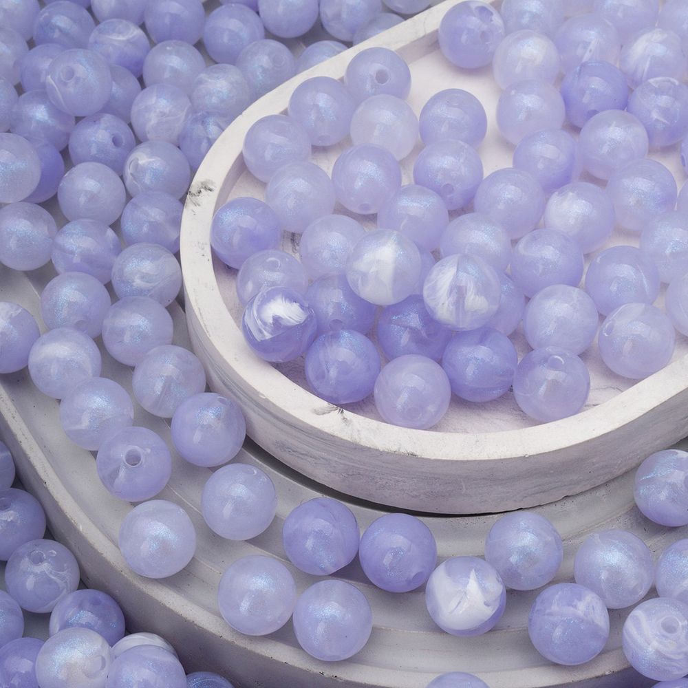 Бусины акрил ⌀12 мм, 500 г, дымка с АВ шиммером, круглые, AD072 фиолетовый, (7748709)2012 , Astra&Craft