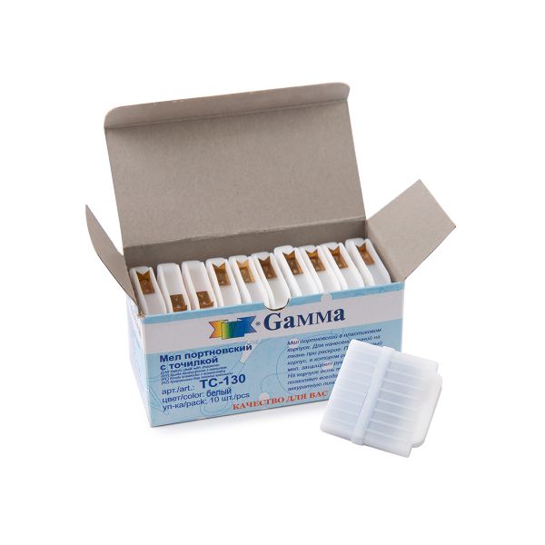 Мел портновский с точилкой, 10 шт, белый, Gamma ТС-130