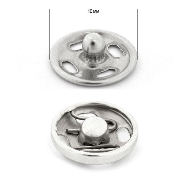Кнопка пришивная металл ⌀10.0 мм, SBI, цв.никель уп. 288 шт, TBY
