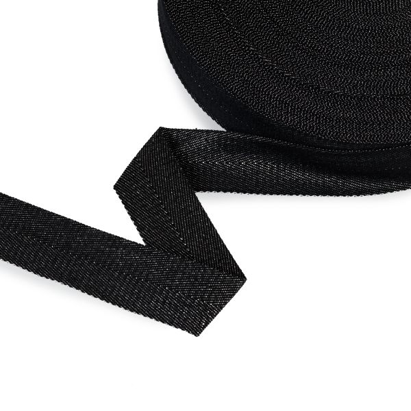 Тесьма (лента) киперная п/э с люрексом 30 мм / 50 метров, черный-серебристый/black-silver, Gamma TPTL-30