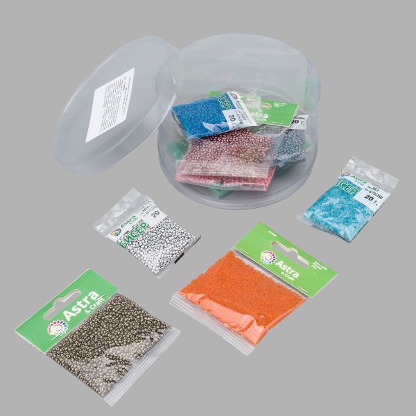 Набор бисера 11/0 ассорти №30 в тубе, 10 цветов, Astra&Craft