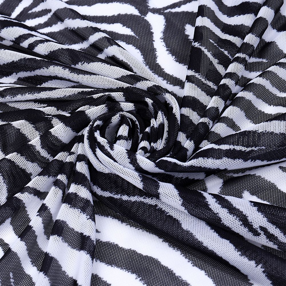 Сетка бельевая эластичная 100 г/м², шир.160 см / 50 метров, принт Зебра SZ025816, цв.белый+черный /SZ025816.15/