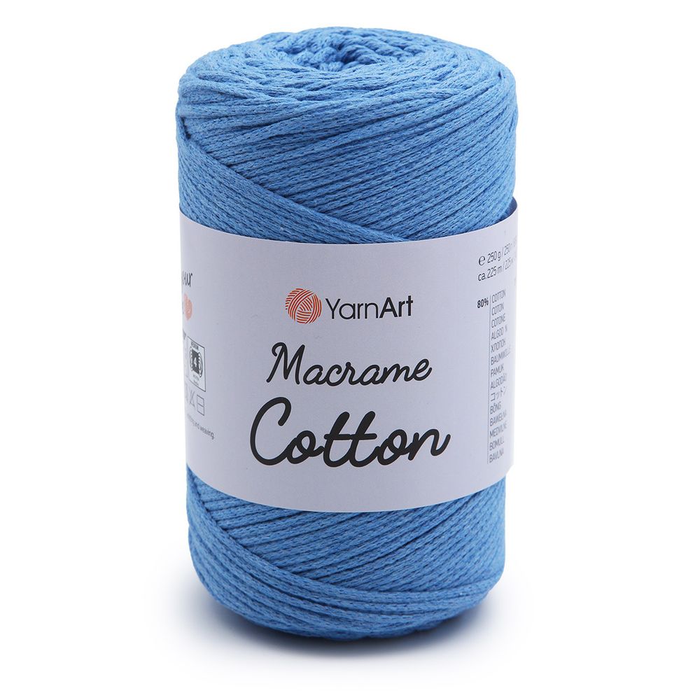 Пряжа YarnArt (ЯрнАрт) Macrame Cotton / уп.4 мот. по 250 г, 225 м, 786 васильковый