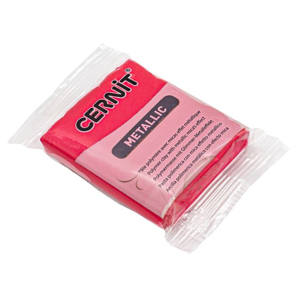 Полимерная глина Cernit Metallic запекаемая, имитация металла 56 гр, 400 красный