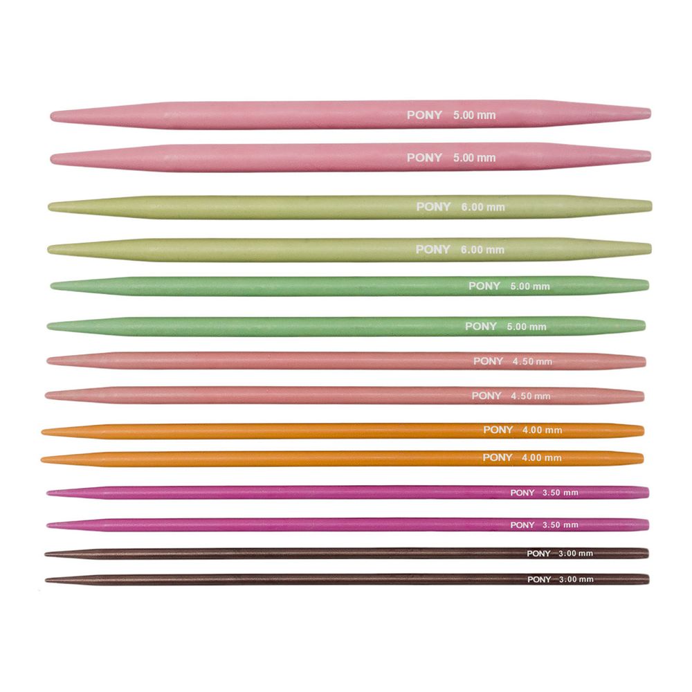 Набор съемных спиц COLOUR 3/3,5/4/4,5/5/6/7 мм / 14 см, алюм. Pony, 48421