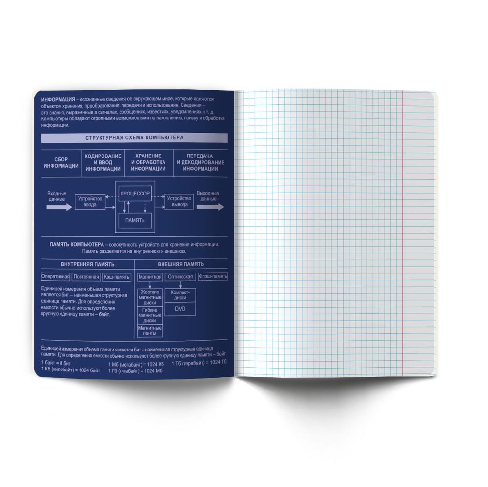 Тетрадь со справочным материалом Золотые главы, тисн.золот.фольгой, A5 48 л. на скобе 65 г/м², белизна 100% 10 шт клетка, 01855 Золотые главы Информатика, Светоч Т286