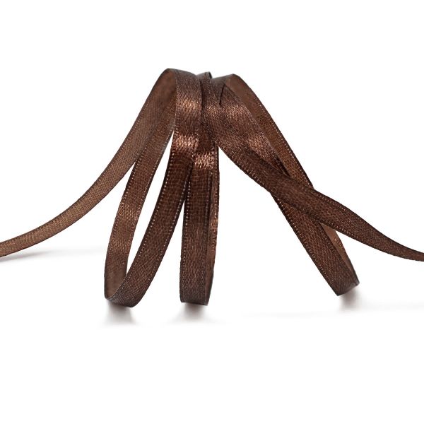 Лента атласная 1-сторонняя 6.0 мм / 22.86±1 метров, 078 т.коричневый, Globus