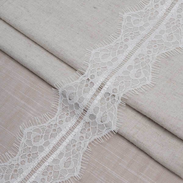 Кружево шантильи (реснички) на сетке 82 мм / 30 метров, белый, 3AR1278