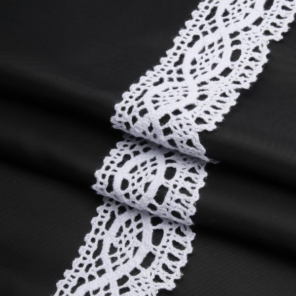 Кружево вязаное (тесьма) 45 мм / 25 м, бел, одностороннее