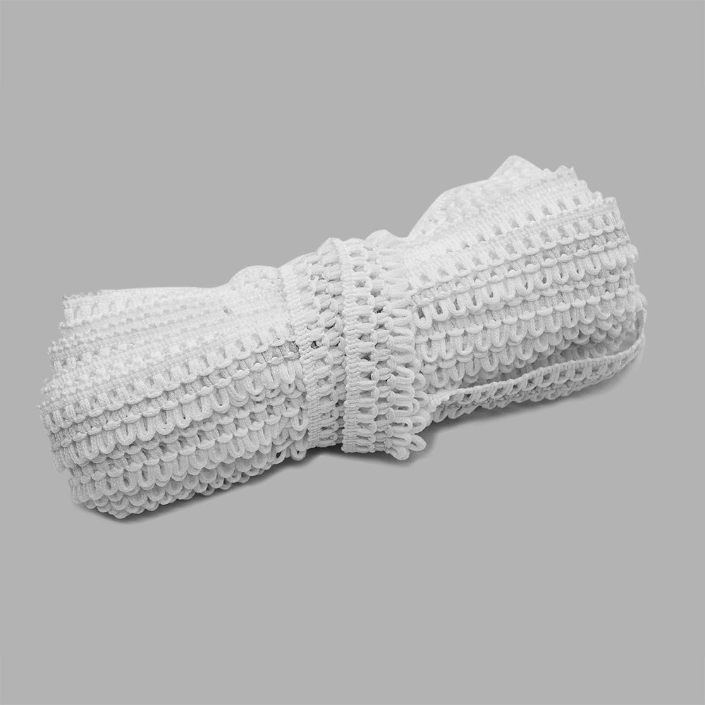 Тесьма отделочная вязаная 16 мм, 10 м, белый