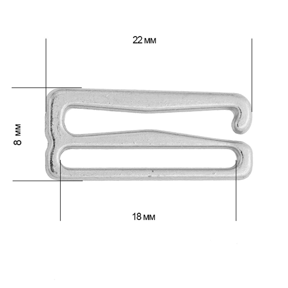 Крючки для бюстгальтера металл 18.0 мм, 100 шт, 04 никель