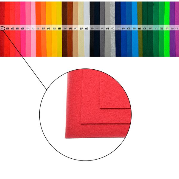 Фетр листовой жесткий 1.0 мм, 20х30 см, 10 шт, цв. 607 т.красный