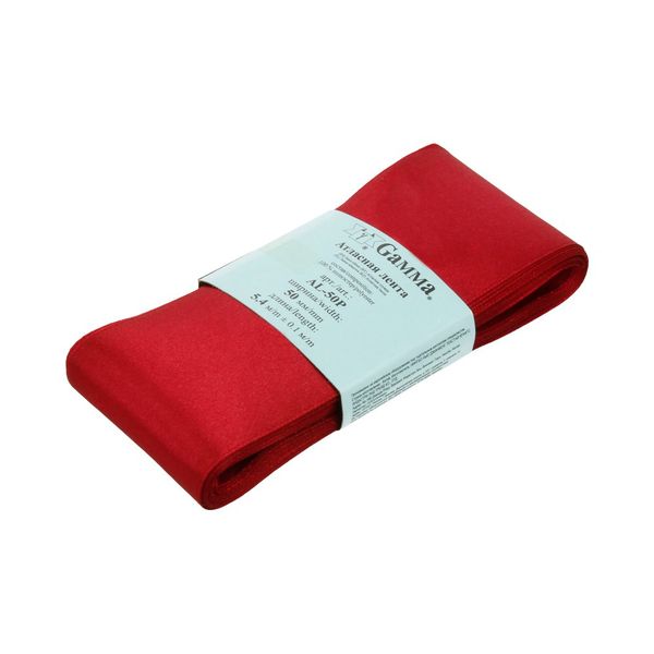 Лента атласная 1-сторонняя 50.0 мм / 5 шт по 5.4 метра, №048 бордовый, Gamma AL-50P